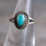 Vintage Sterling Turquoise Roper Ring 5.25