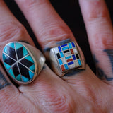 Vintage Sterling Multistone Inlay Ring 8.5