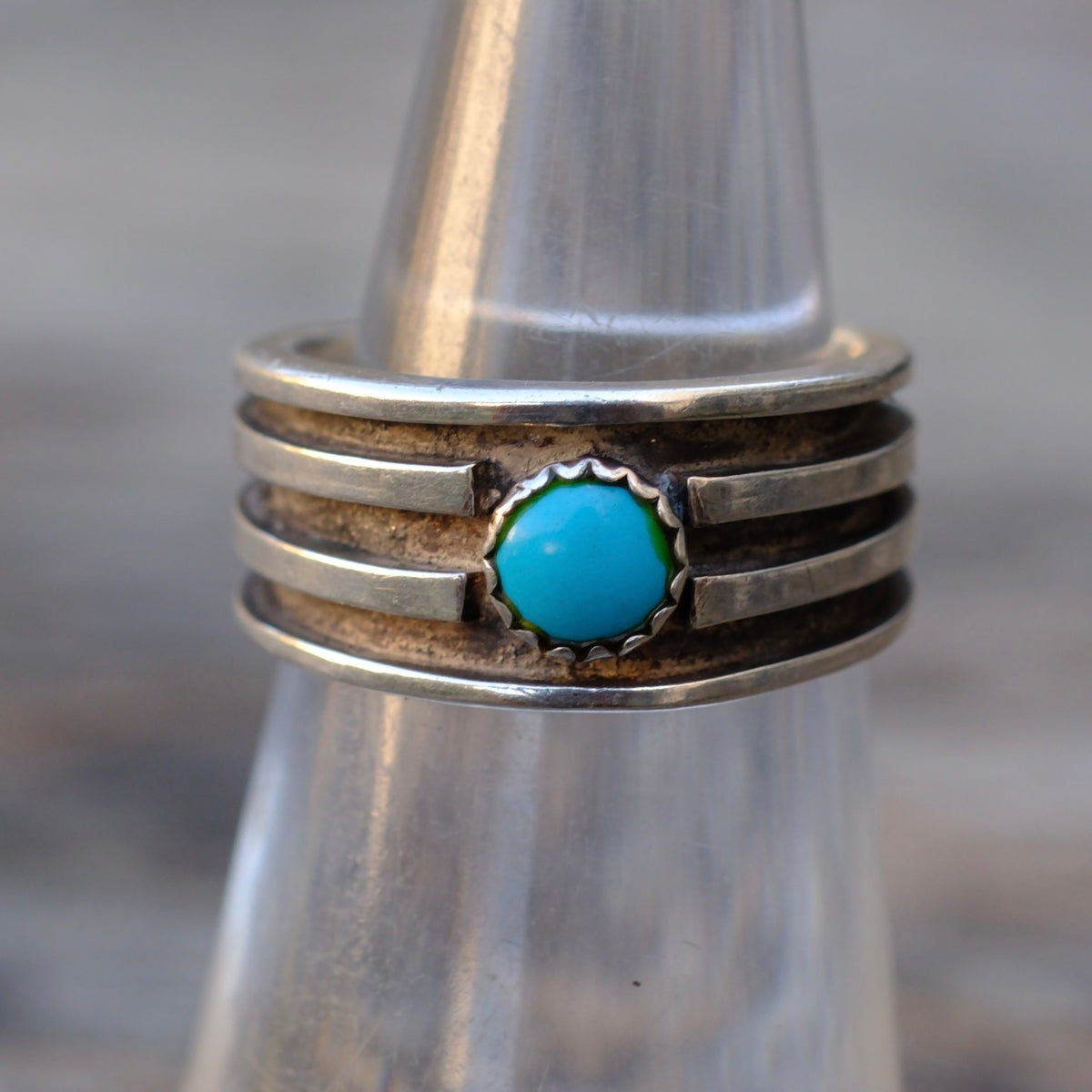 Vintage Sterling Turquoise Band 4.75