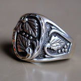 Vintage Sterling Silver Signed Leaf Ring 10.75