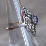 Vintage Sterling Amethyst Marcasite Ring 6