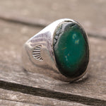 Vintage Sterling Turquoise Stamped Band Ring 8