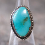 Vintage Sterling Turquoise Roper Ring 6.75