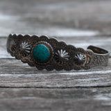 Vintage Nickel Silver Turquoise Cuff