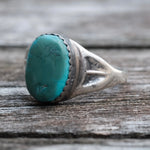 Vintage Sterling Turquoise Stamped Band Ring 7.75