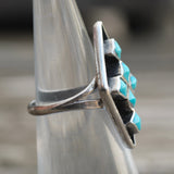  Vintage Sterling Turquoise Cluster Ring 4