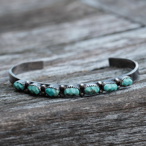 Vintage Sterling Turquoise Snake Eye Cuff