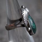 Vintage Sterling Chrysocolla Feather Ring 6.25