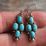 Vintage Sterling Turquoise Cluster Earrings