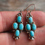 Vintage Sterling Turquoise Cluster Earrings