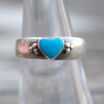 Vintage Sterling Turquoise Heart Band 6.5