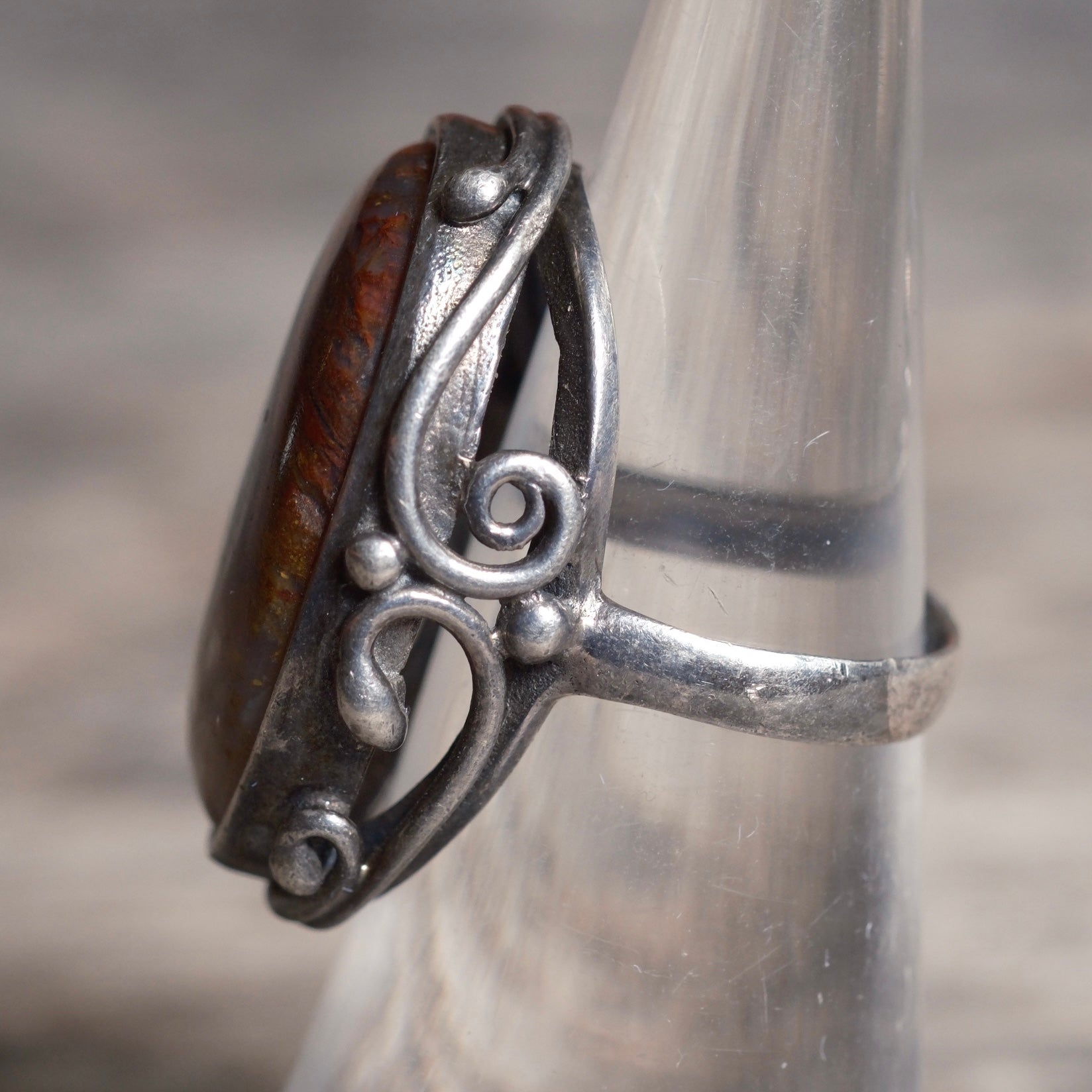Vintage Sterling Agate Ring 5.75