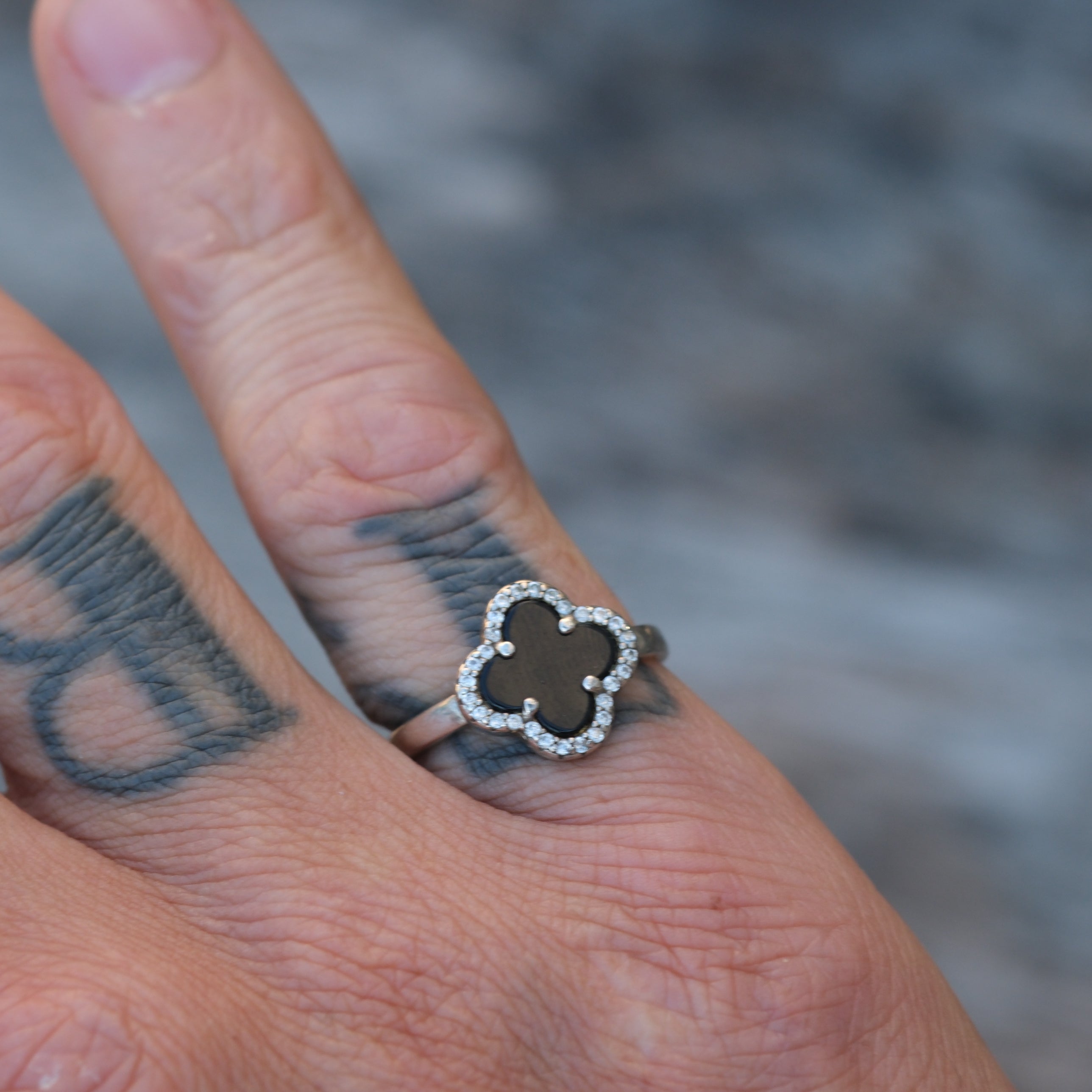 Sterling Silver Clover CZ Ring 6