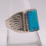 Vintage Sterling Turquoise Stamped Band Ring 9.75