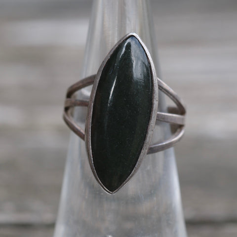 Vintage Sterling Jadeite Ring 5.25