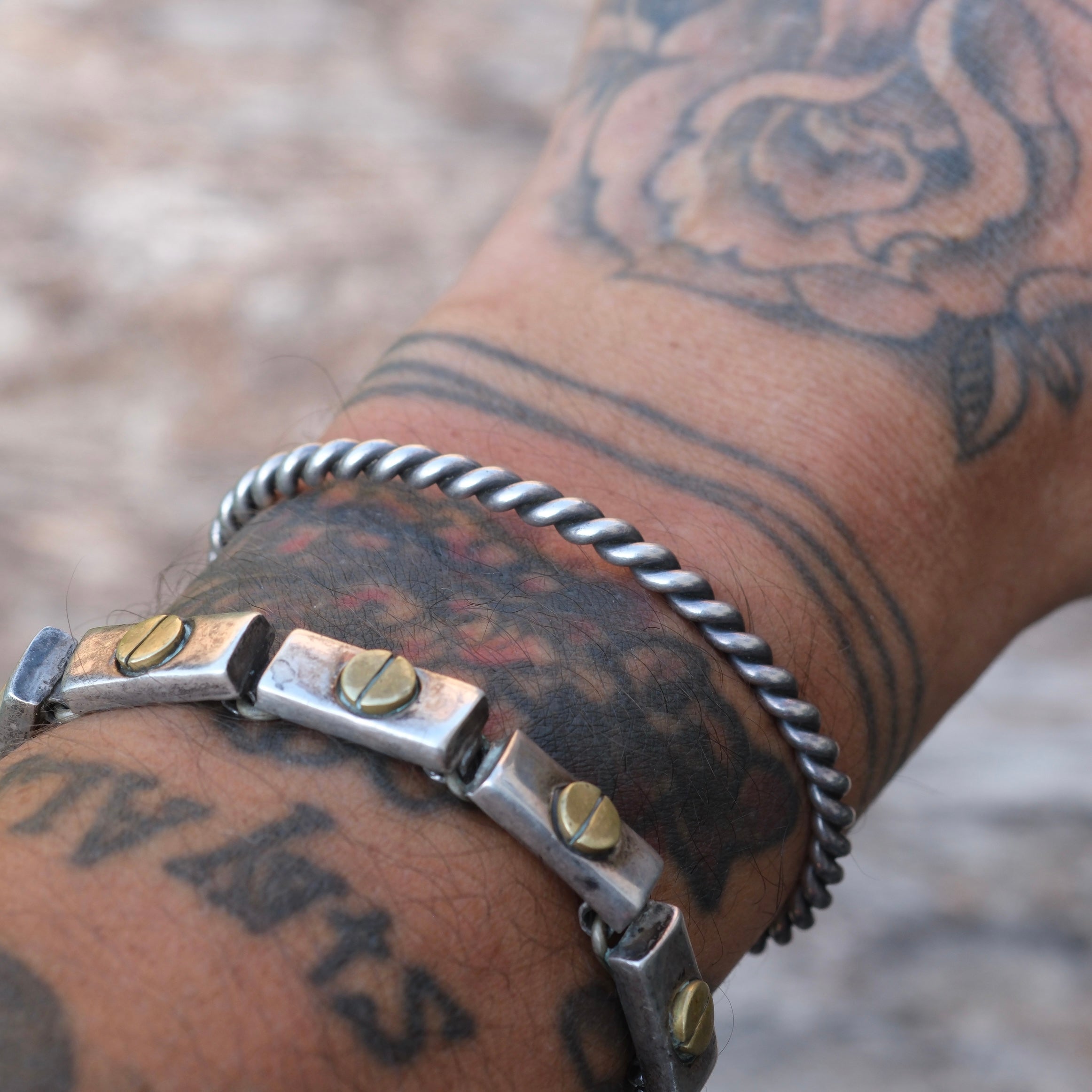 Vintage Sterling Silver Twisted Rope Cuff