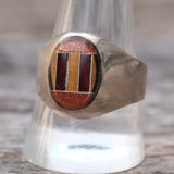 Vintage Sterling Multistone Inlay Signet Ring 11