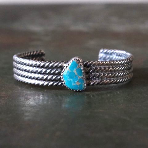 Vintage Sterling Turquoise Roped Cuff