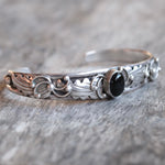 Vintage Sterling Onyx Feather Cuff