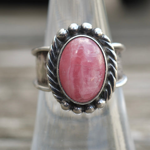 Vintage Sterling Rhodonite Roper Ring 7