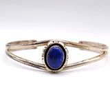 Vintage Sterling Lapis Cuff Bracelet 6.75"