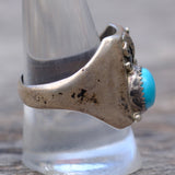 Vintage Sterling Turquoise Feather Ring 10.5