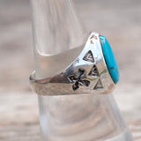 Vintage Sterling Turquoise Stamped Arrows Ring 7.75