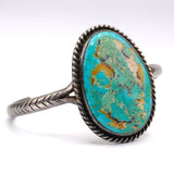 Vintage Sterling Turquoise Roper Cuff Bracelet 6"