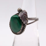 Vintage Sterling Malachite Feather Ring 5.5