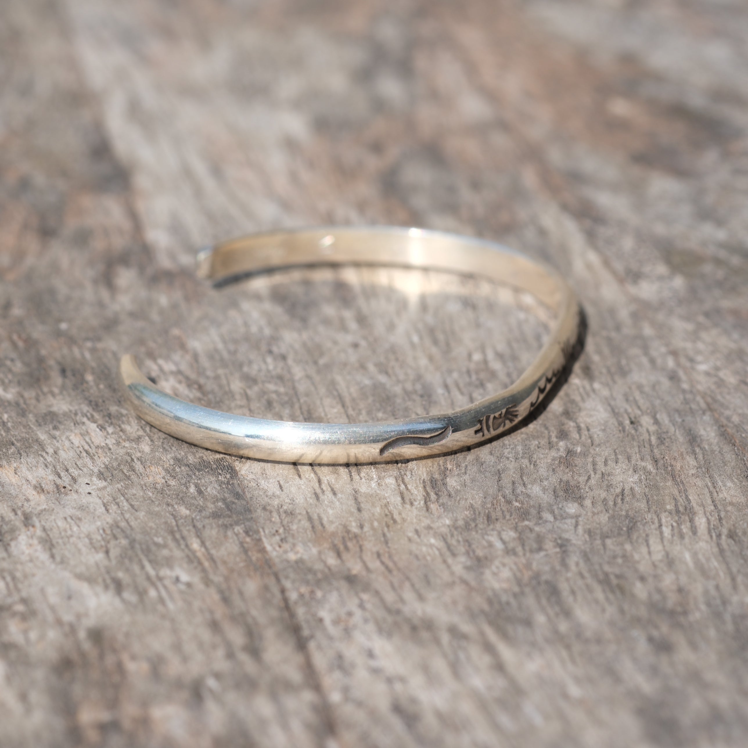 Vintage Sterling Silver Mountain Vista Stamped Cuff