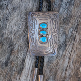 Vintage Sterling 3-Stone Turquoise Bolo Tie