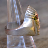 Vintage Sterling Onyx Pharaoh Ring 9.5