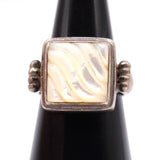 Vintage Sterling Faceted Mother OF Pearl Ring 6.5