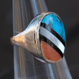 Vintage Sterling Multistone Inlay Ring 5.5