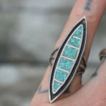 Vintage Sterling Turquoise Inlay Ring 5.25