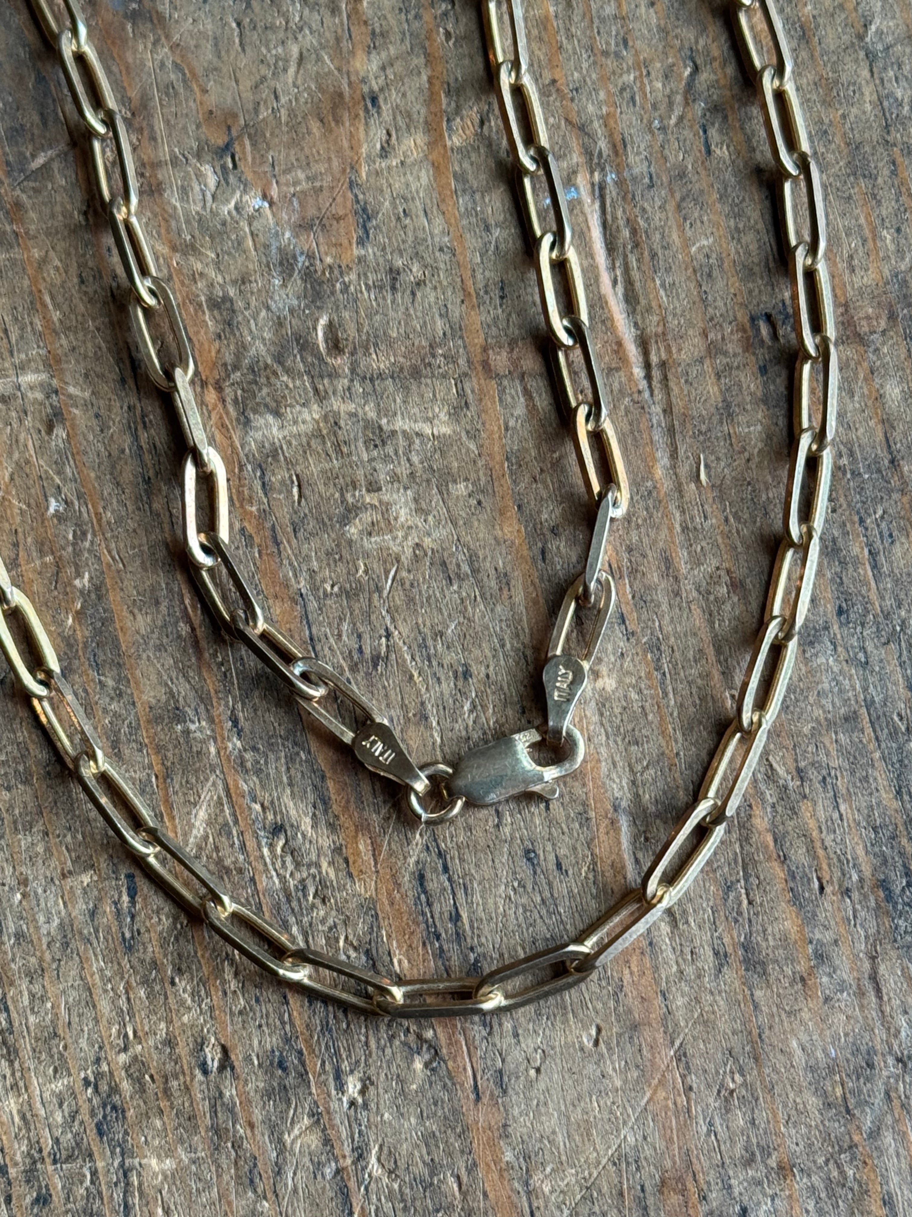 Vintage Sterling Silver 16” Gold Tone Paperclip Chain
