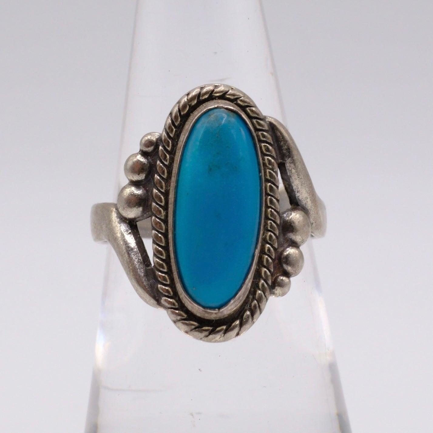 Vintage Sterling Turquoise Ring 5.75