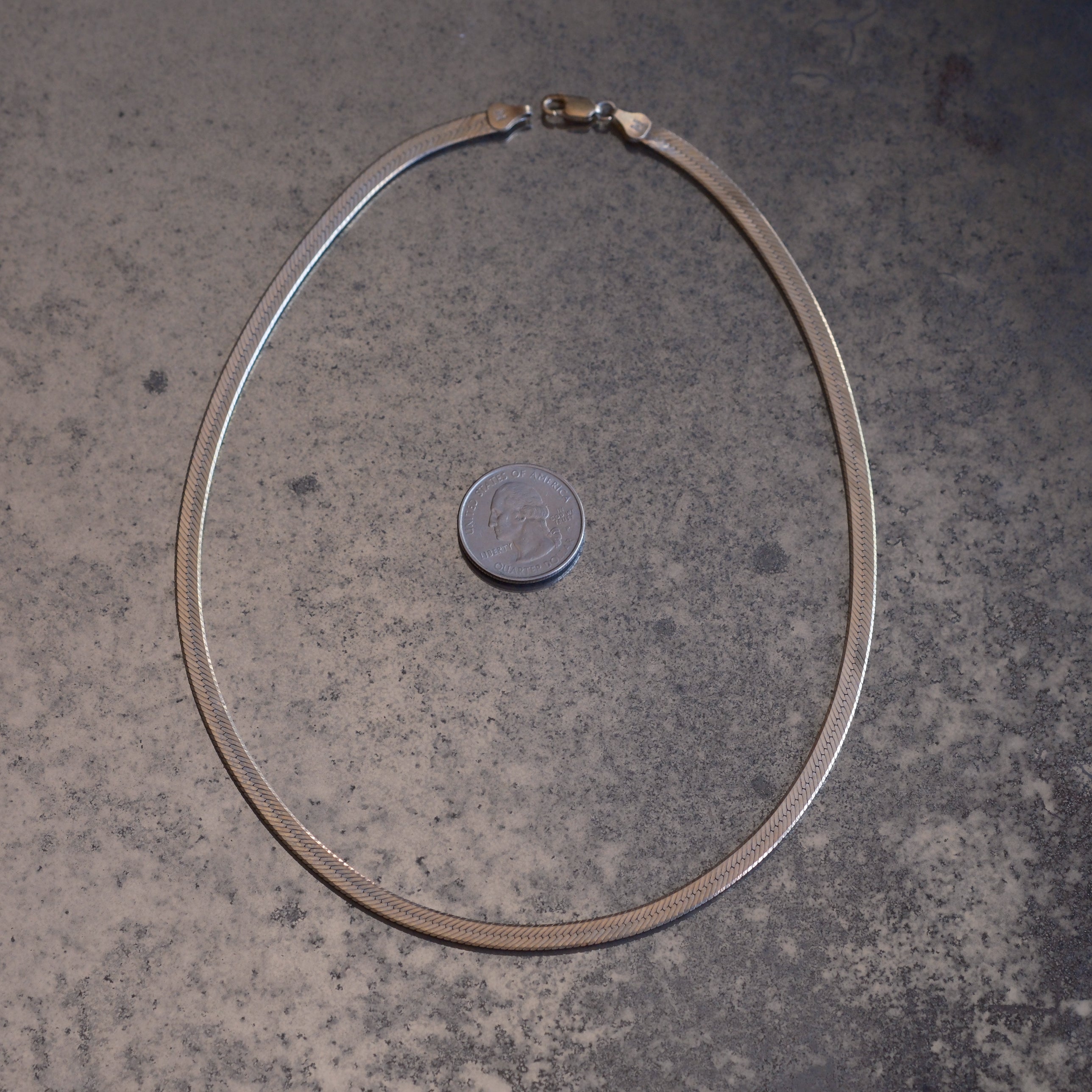 Vintage Sterling Silver Herringbone Necklace 18"