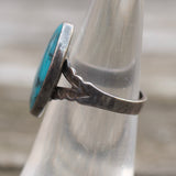 Vintage Sterling Turquoise Stamped Band Ring 6