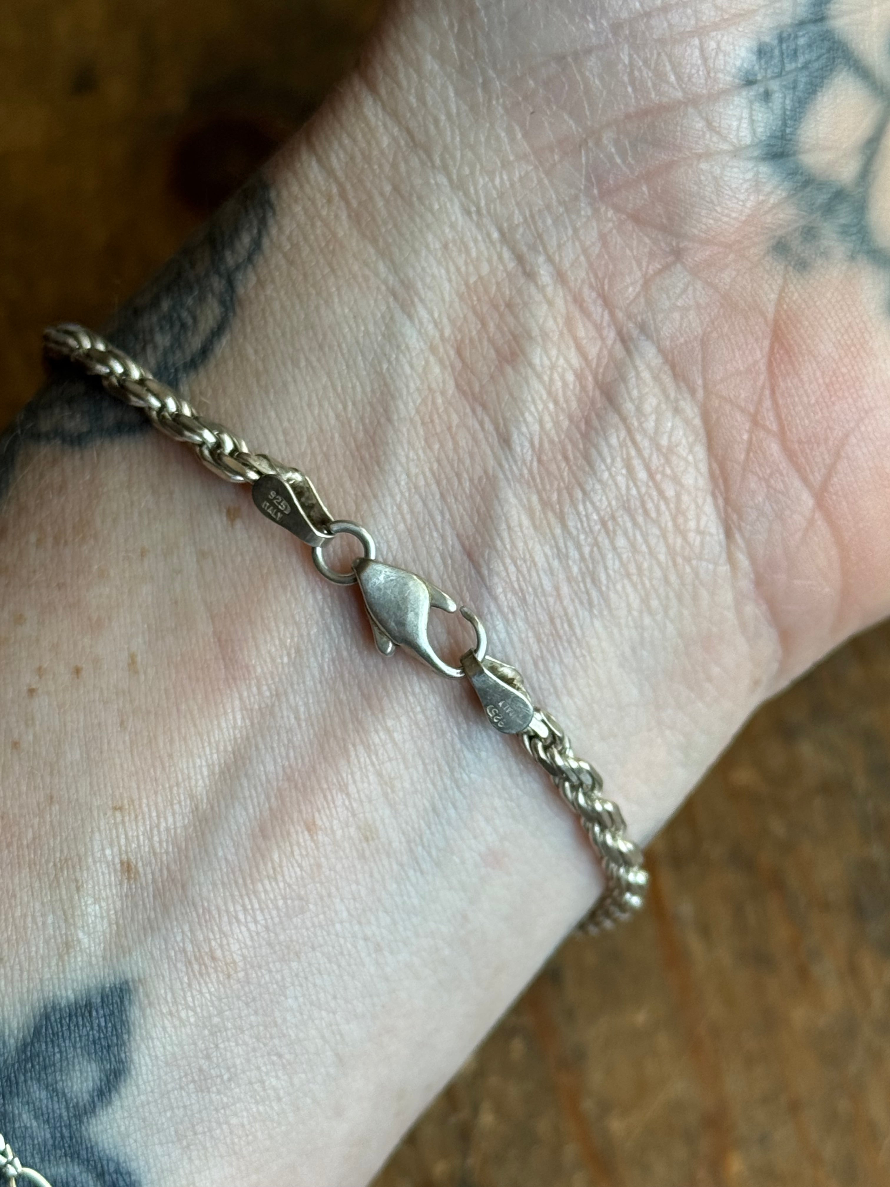 Vintage Sterling Silver 7.25” Rope Bracelet