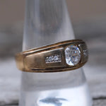 Vintage Silver Plated Glass Ring 10.75