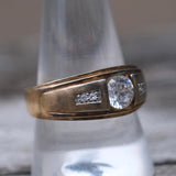 Vintage Silver Plated Glass Ring 10.75