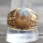 Vintage Gold Plated Picture Stone Signet Ring 12.5