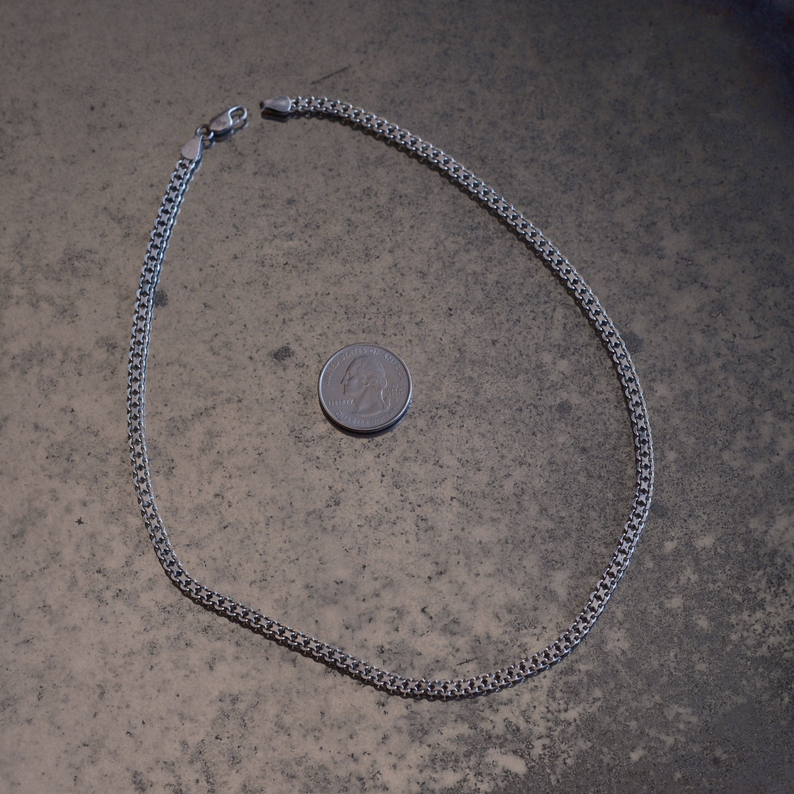 Vintage Sterling Silver Box Chain Necklace 18"