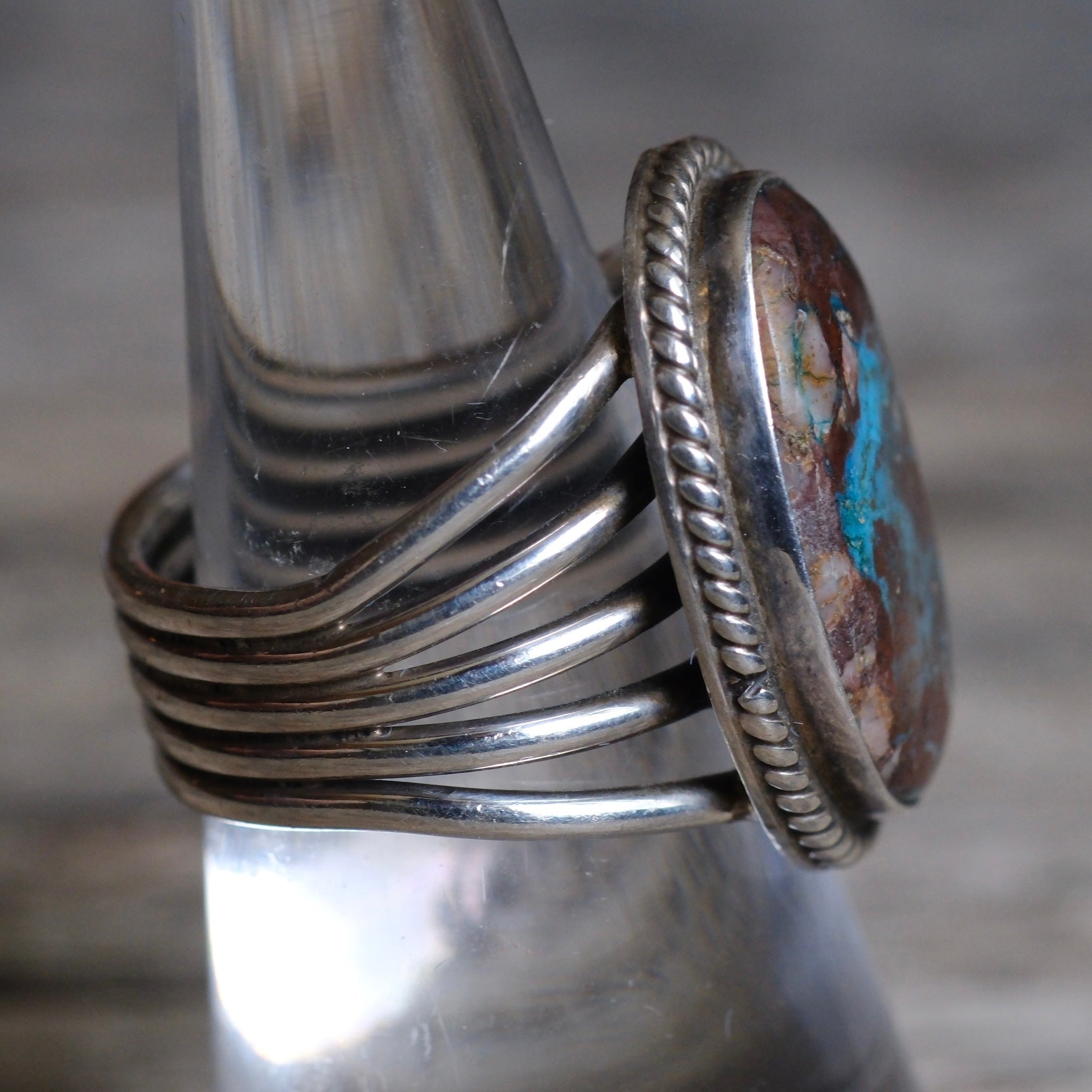 Vintage Sterling Bisbee Turquoise Ring 7.5