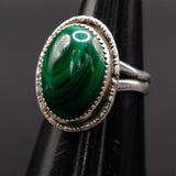 Vintage Sterling Malachite Ring 7