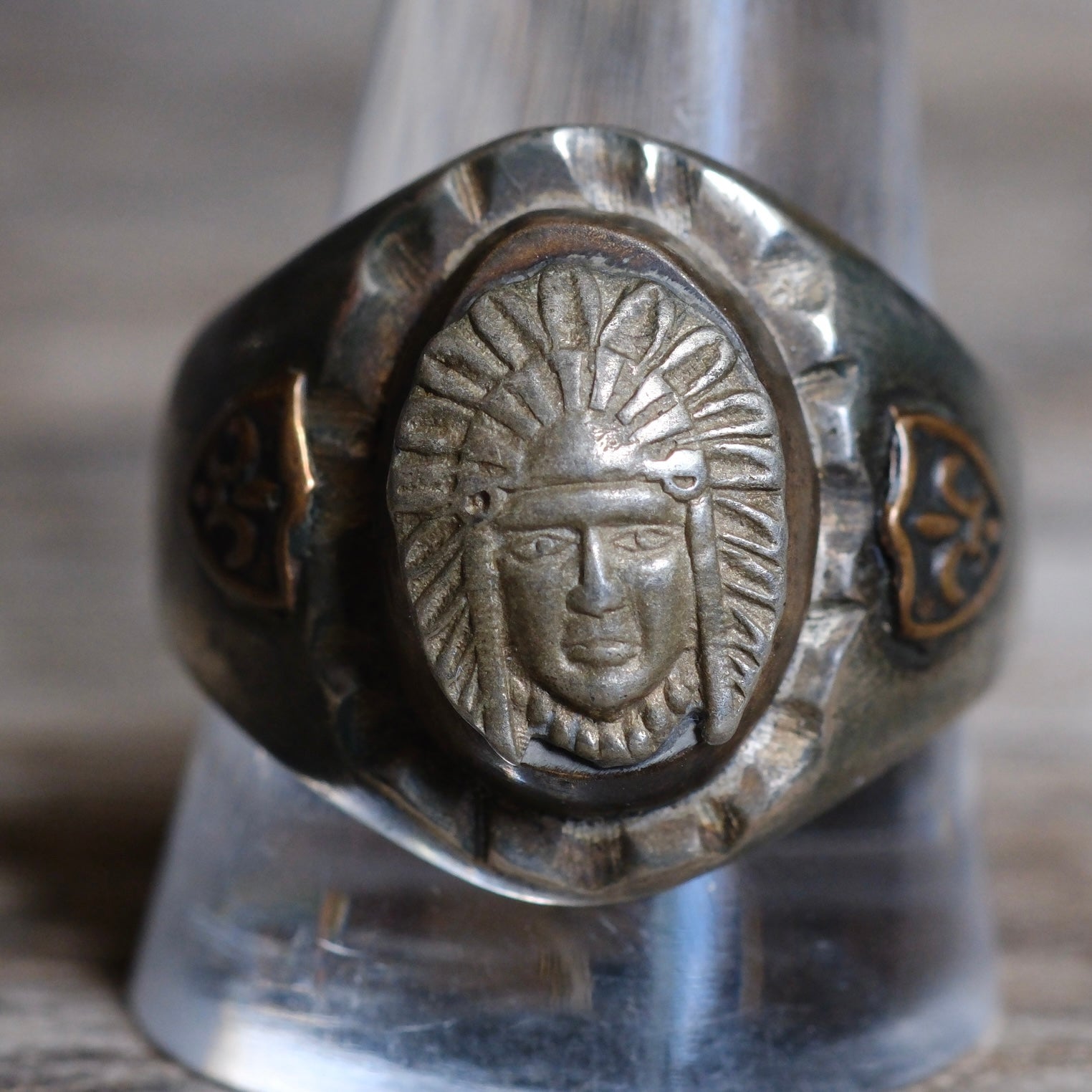 Vintage Mexican Biker Souvenir Big Chief Ring 12.25