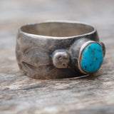 Vintage Sterling Stamped Turquoise Band 7.5