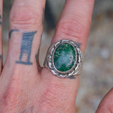 Vintage Sterling Turquoise Stamped Band Ring 9.25