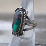 Vintage Sterling Turquoise Roper Ring 6.5